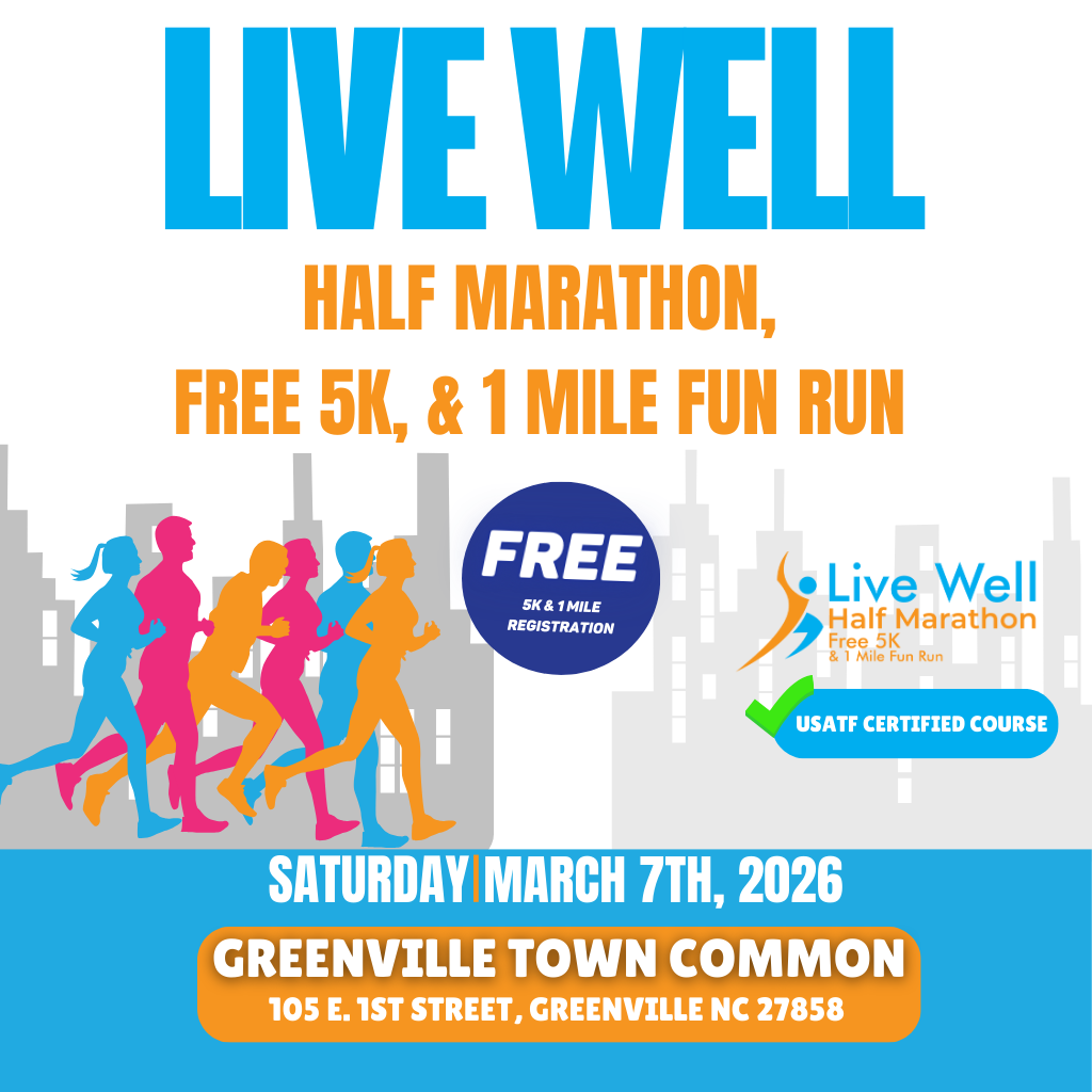 Live Well Half Marathon Free 5k and 1 Mile Fun Run